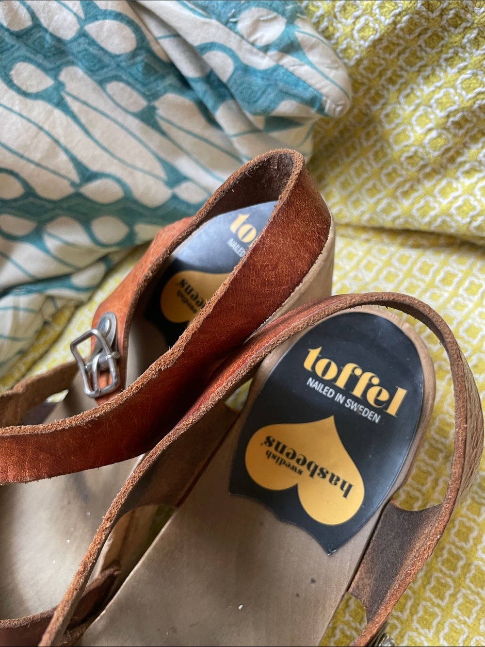 Swedish Hasbeens Sky High Peep Toe Clog Sandals - Picture 2 of 7